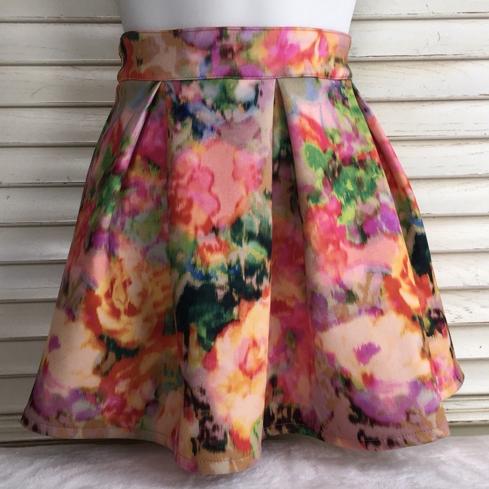 Aeropostale Pleated Multicolor Skater Mini Skirt S
